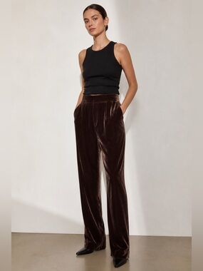 A New Day Brown Velvet Pants Size 12 High Rise